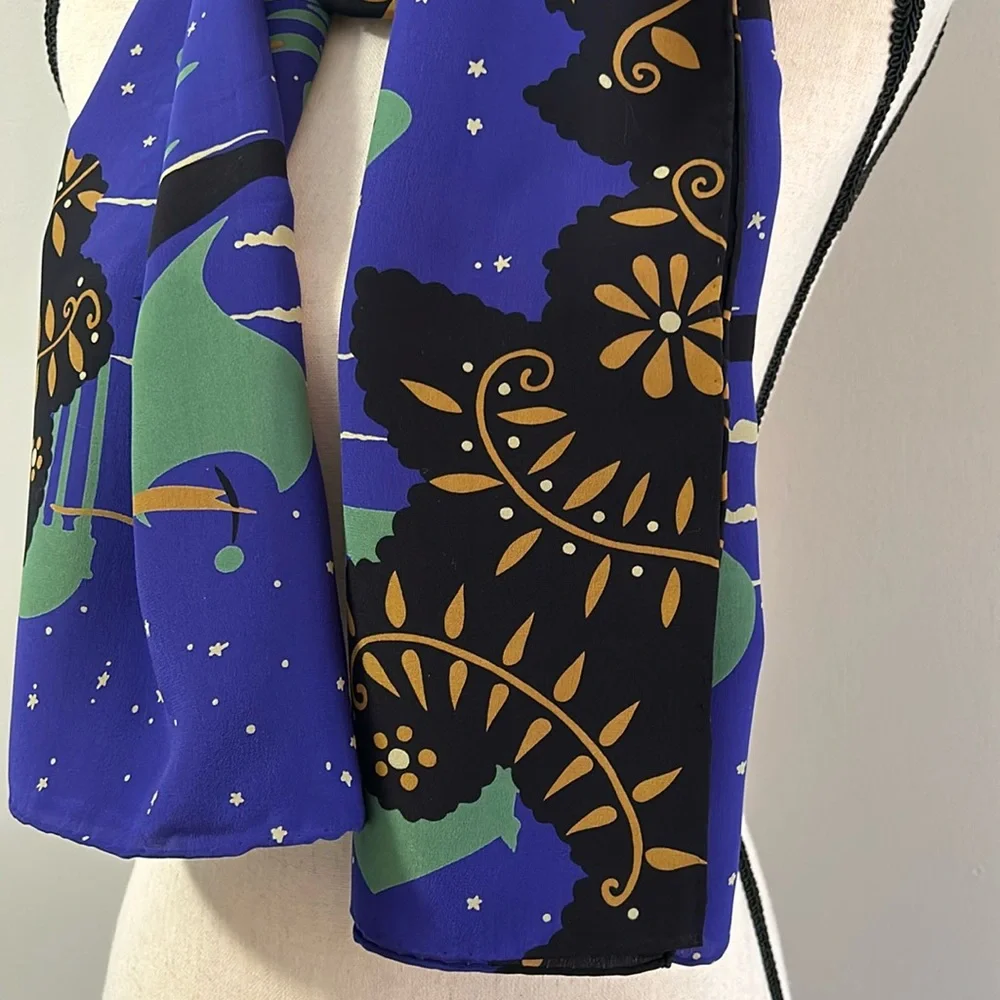 Scarf in a Artful Starry Nighttime Water Lily Design